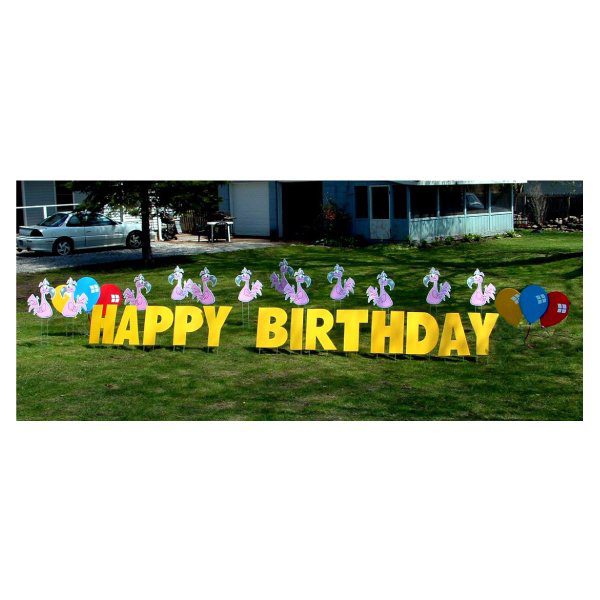 flamingos yard greetings yard cards lawn signs happy birthday party rentals michigan